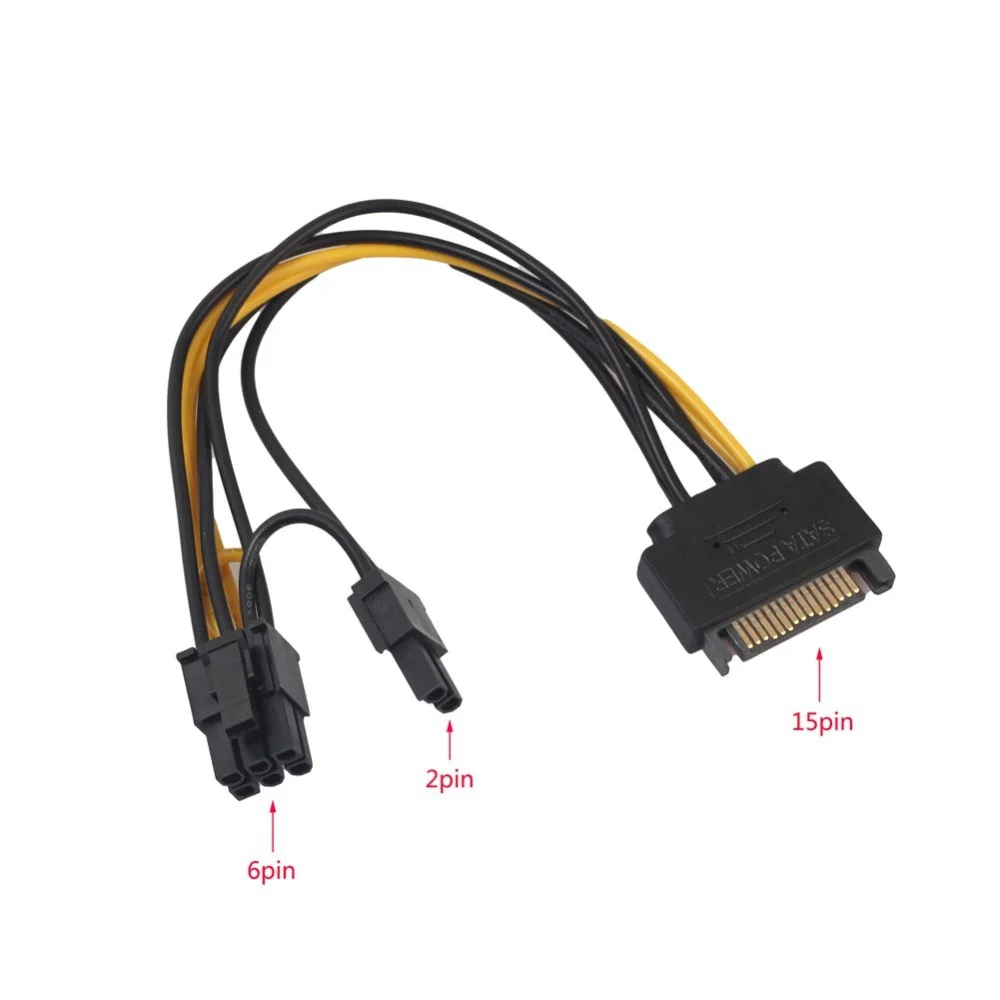 

Hot Single SATA 15pin to 8pin(6+2) Powr Adapter Cable 20cm PCI-E SATA Power Supply Cable 15-pin to 8 pin Cables