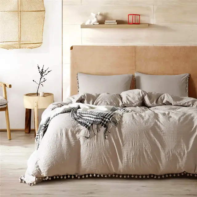 Online Shop Beige Stone Washed Bedding Usa Size Duvet Cover Set