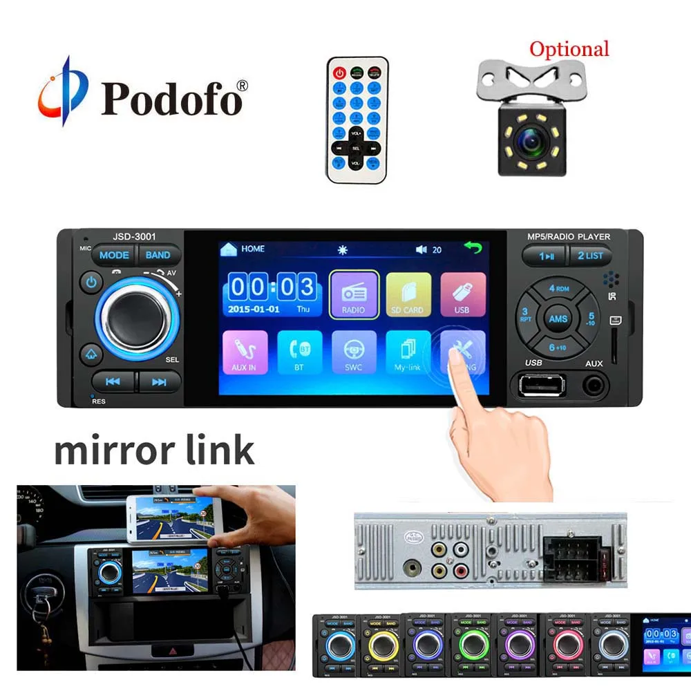 Podofo 4 Touch Screen Bluetooth font b Car b font font b Radio b font 1