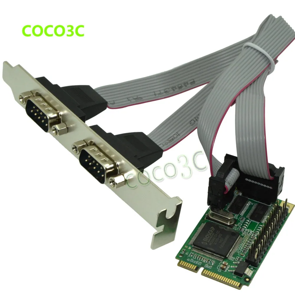 Мини PCI-Express 2 RS-232 адаптер портов для материнская плата Mini ITX мини PCIe 2 серийный DB9 порты, контроллер карты