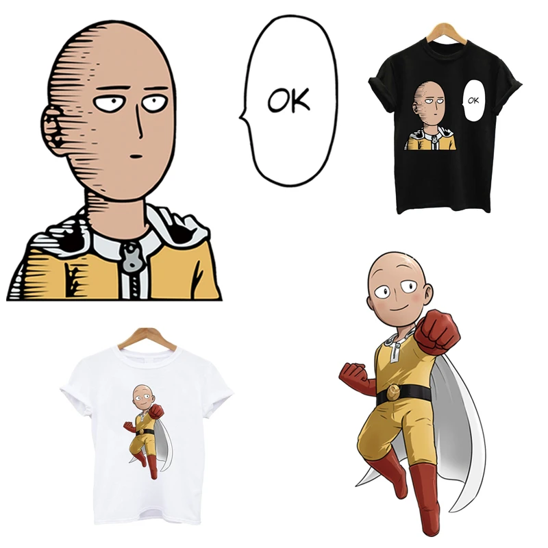 

ONE PUNCH-MAN iron on patches stripes thermo stickers on clothes application of one flower applique transfers for clothing anime