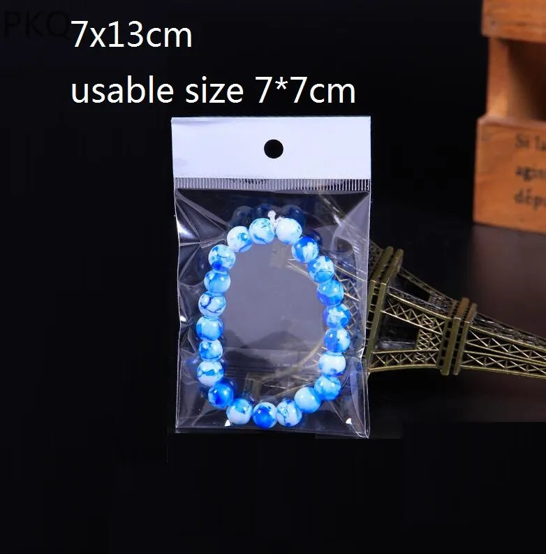 500 шт 7x1 3 см/9x16 см пластиковый пакет с висячим отверстием прозрачный ювелирный