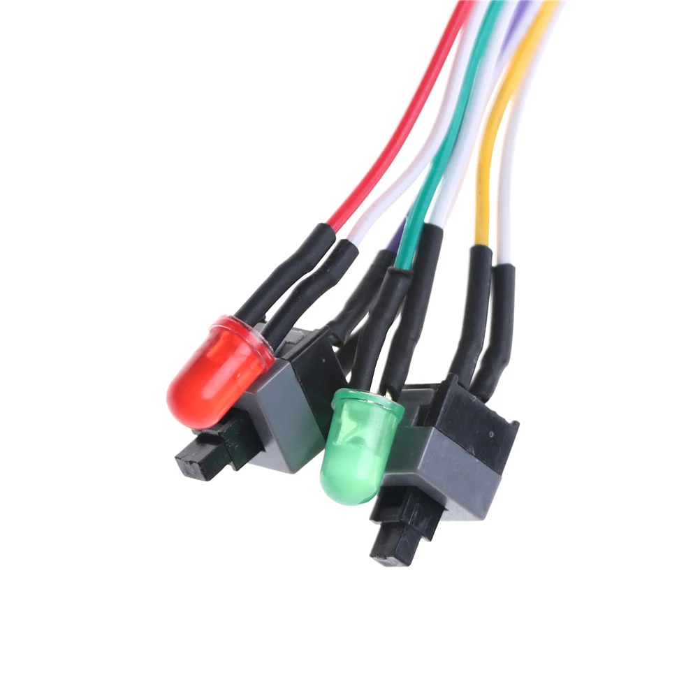 2 قطعة/الوحدة زر كابل سطح اللوحة PC المضيف حالة الأحمر الأخضر LED مصباح امدادات الطاقة PC الطاقة التبديل