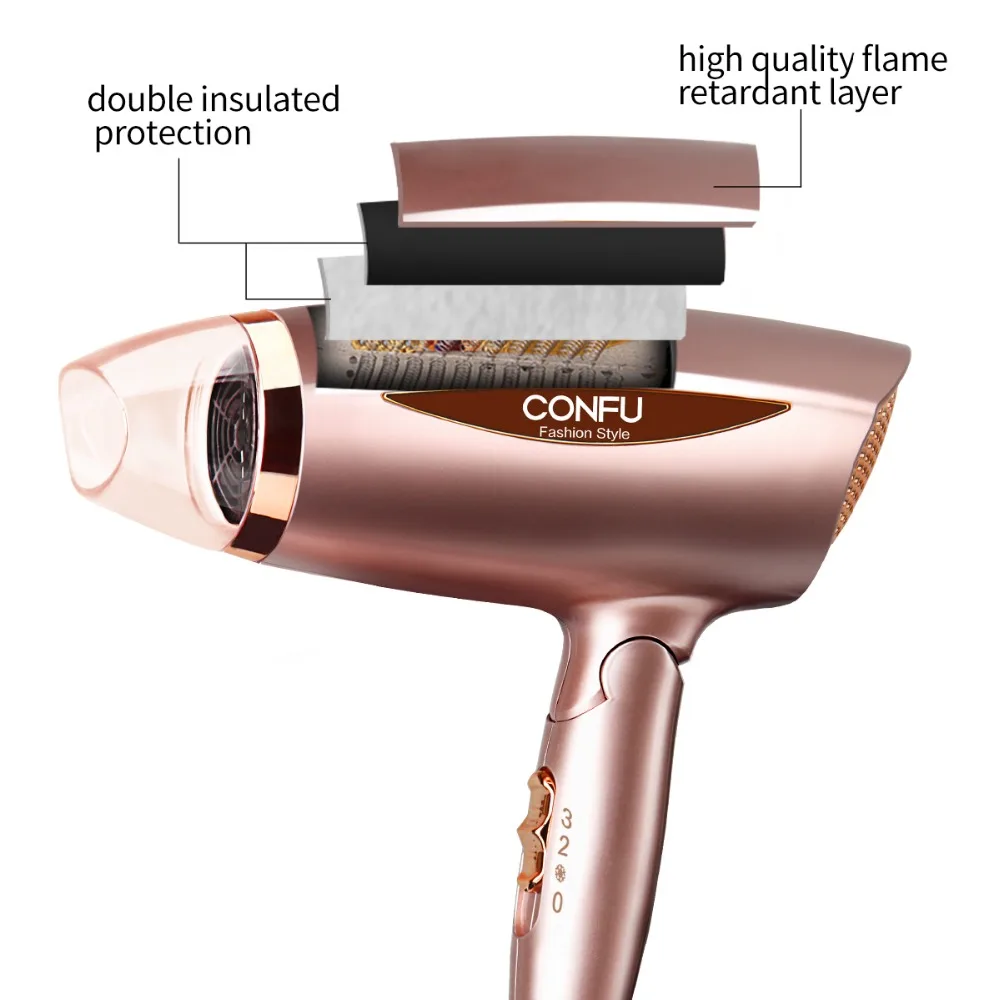 CONFU Foldable handle Household Hair Dryer 220-240V 50Hz 1600-1800W Over heat protection system Hair Dryer with concentrator CONFU Foldable handle Household Hair Dryer 220-240V 50Hz 1600-1800W Over heat protection system Hair Dryer with concentrator