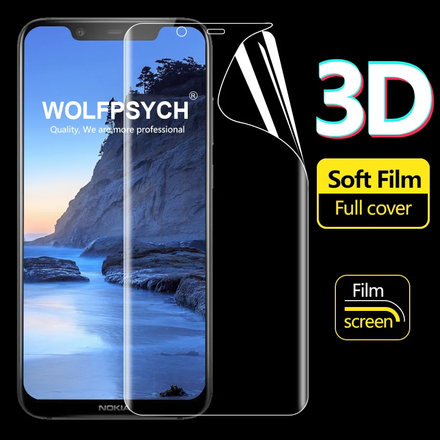 

WOLFPSYCH Soft Full Cover Screen Protector For Nokia 8.1 8 Sirocco 7 7.1 X7 Plus 6 6.1 Hydrogel Film Silicone Sticker Protective