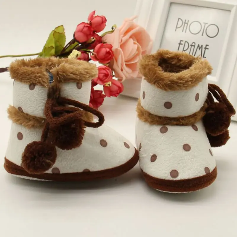 

Winter Boots Soft Bottom Baby Moccasin Warm Boots Non-slip Booties For Baby Girls