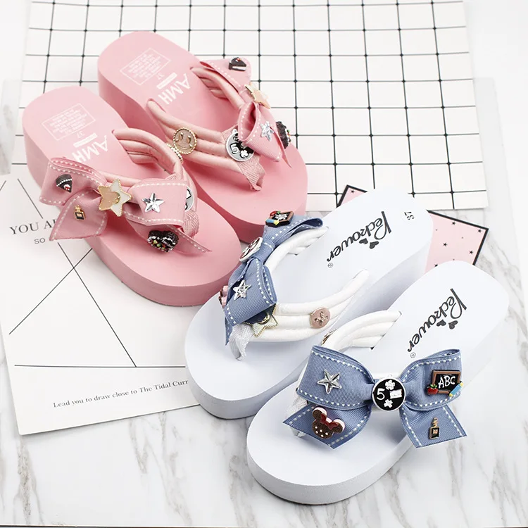 2017 New Korean Summer Style Non-slip Slippers Flip Flops Online Cheap High Heels Platform Shoes59