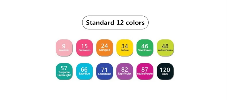 Сенсорный экран качество 30/40/60/80 Цветной двойной наконечник 1/6 мм, быстро сохнут, Перманентная маркерная ручка компакт-дисков ткань металла, файнлайнер, художник рисунок поставки - Цвет: Standard 12 colors
