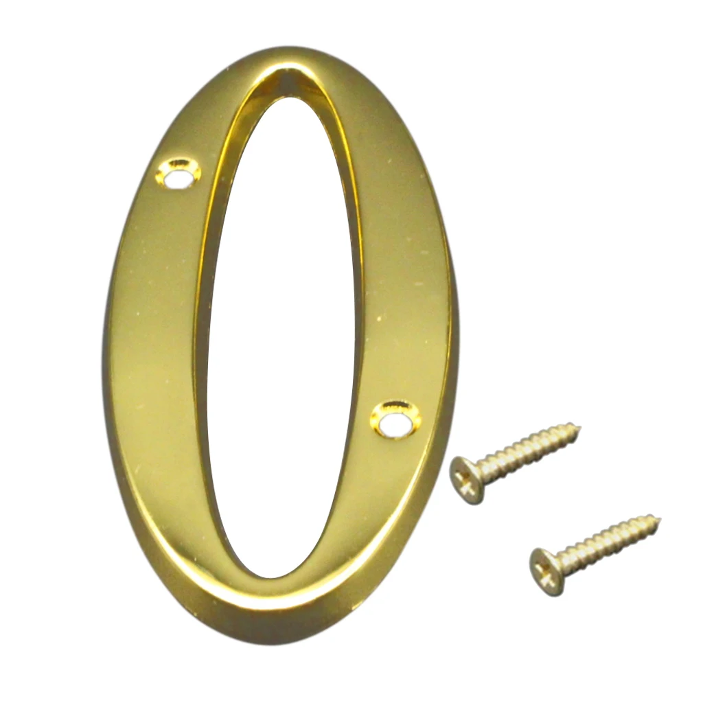 Yellow Golden House Number Big House Door Address Number Digits Aluminum Nail Fixed Big Hotel Office Door Address Sign #0-9