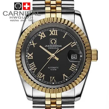 

Carnival gold luminous waterproof military diving sports mens automatic mechanical watch full steel luxury brand watches relogio