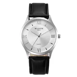 Luxury Ultra - Thin Retro Classic Leather Strap Watch (Black Band WhiteDial)
