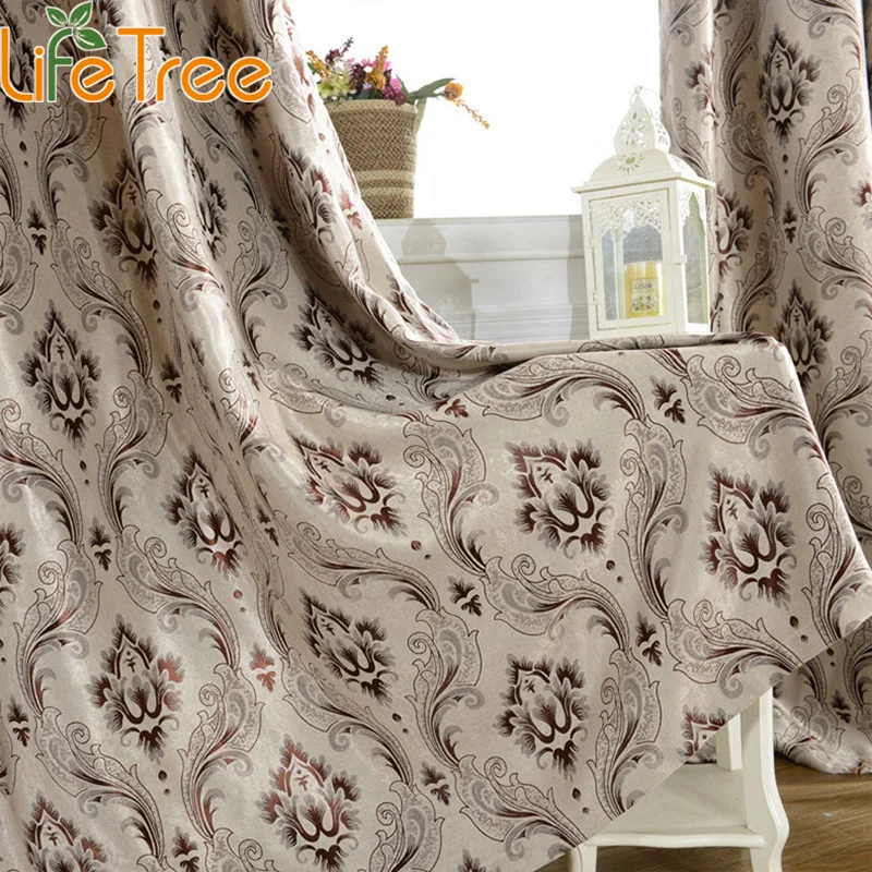 Coffee Thick font b Curtains b font For Living Room Yellow Jacquard Drapes In Living Room