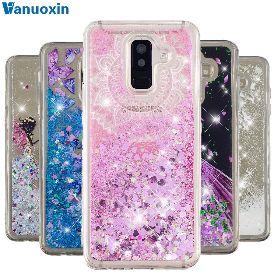 

Silicone case on for Samsung Galaxy A6 2018 case sFor Coque Samsung A6 Plus 2018 case cover Glitter Liquid TPU Soft Phone Bags