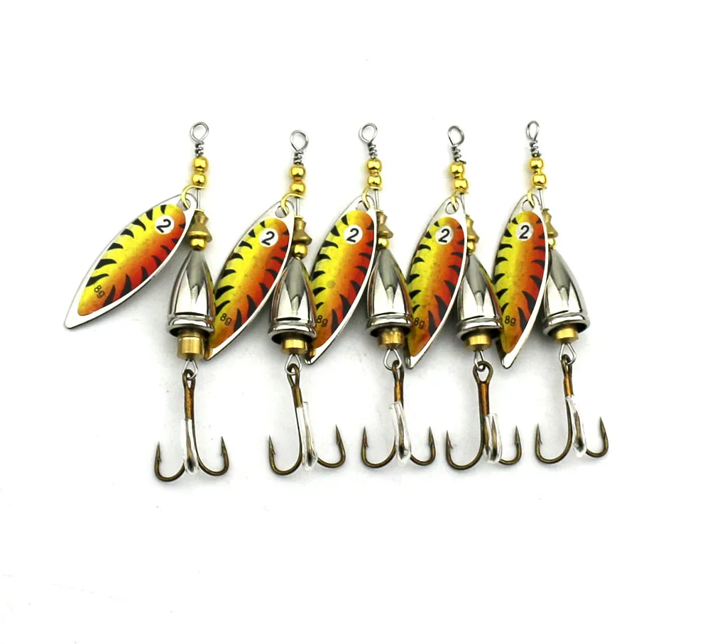 HENGJIA 5pcs Noise Sequins Spinner Baits Metal Fishing Lure Spoons