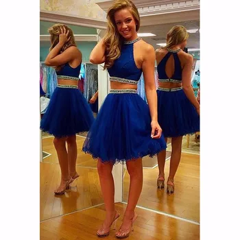 

2 Pieces Short Prom Dress Halter Formal Party Homecoming Dress 2016 Custom Make Size 2 4 6 8 10 12 14 16 16w