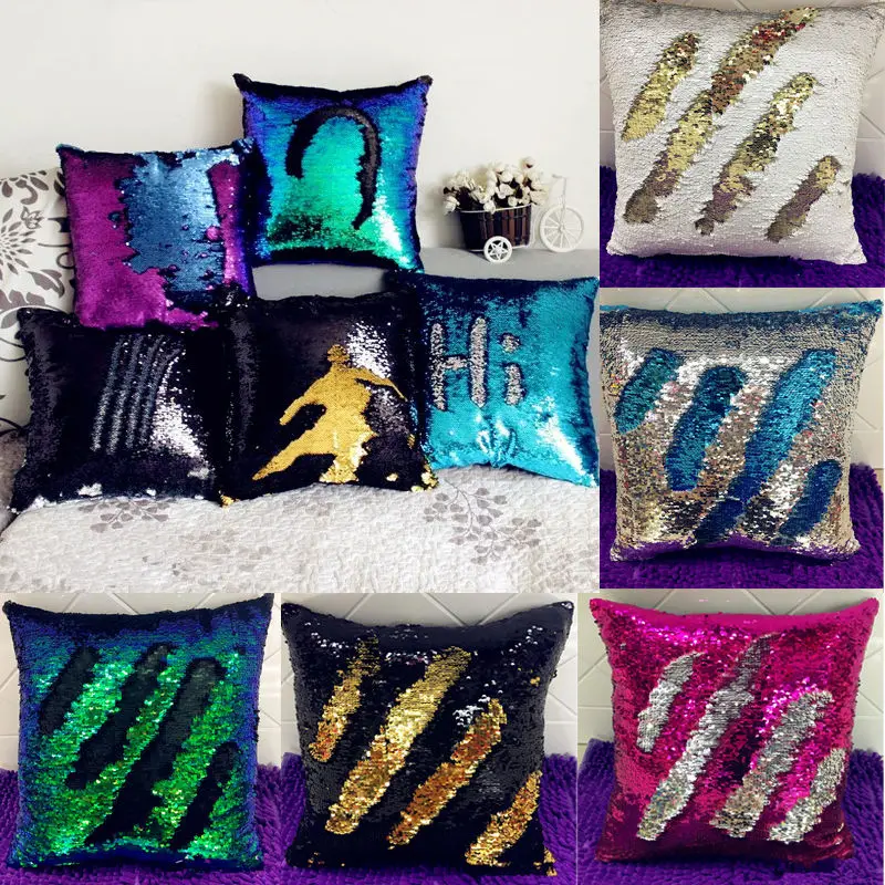 Fashion Mermaid Pillow Sequin Pillow Cover Throw Pillow Magical Color Changeable