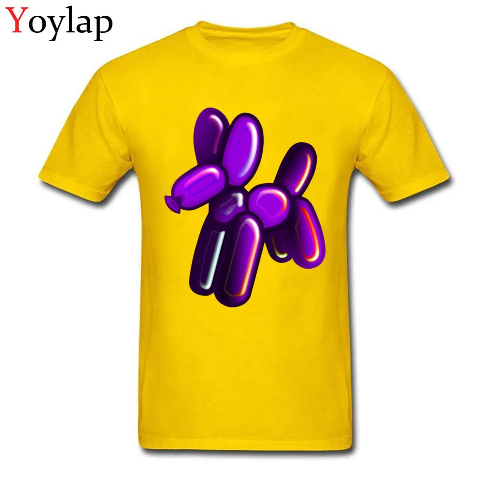 T-Shirt Casual Short Sleeve Newest O-Neck Cotton Fabric Tops Shirt Summer Summer Balloon Animal - Dog (purple) Clothing Shirt for Men yellow