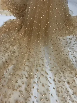 

good sale embroidered Mesh Tulle fabric with full beads nice looking sat-71522 Nigerian lace fabrics