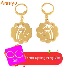 Anniyo кокосовое дерево и птицы Кирибати серьги для женщин девочек золотой цвет нержавеющая сталь Guam Marshall ювелирные изделия#067621