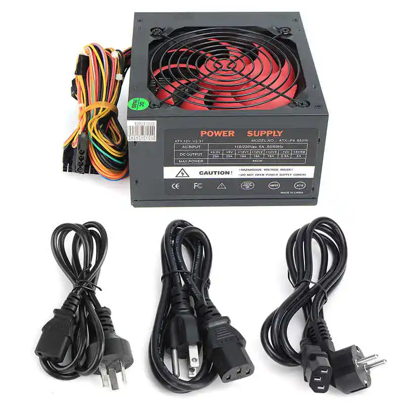 650W ordinateur alimentation ordinateur ordinateur PC CPU alimentation 20 + 4 broches 12cm ventilateurs ATX 12V Molex PCIE w/ SATA PCIE ► Photo 3/6