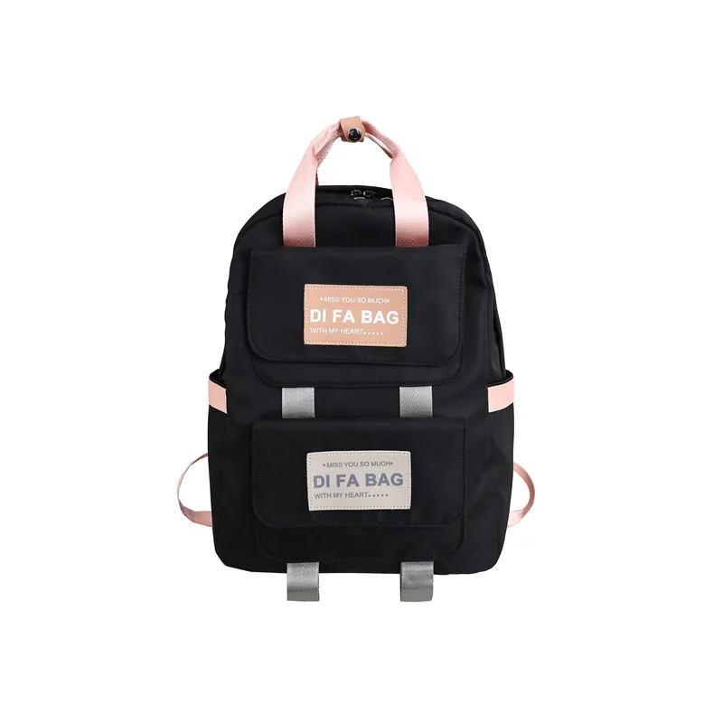 DCIMOR большой емкости рюкзаки водонепроницаемый нейлоновое кольцо портативный рюкзак школьная сумка для девочек-подростков Mochila женский рюкзак - Цвет: black pink