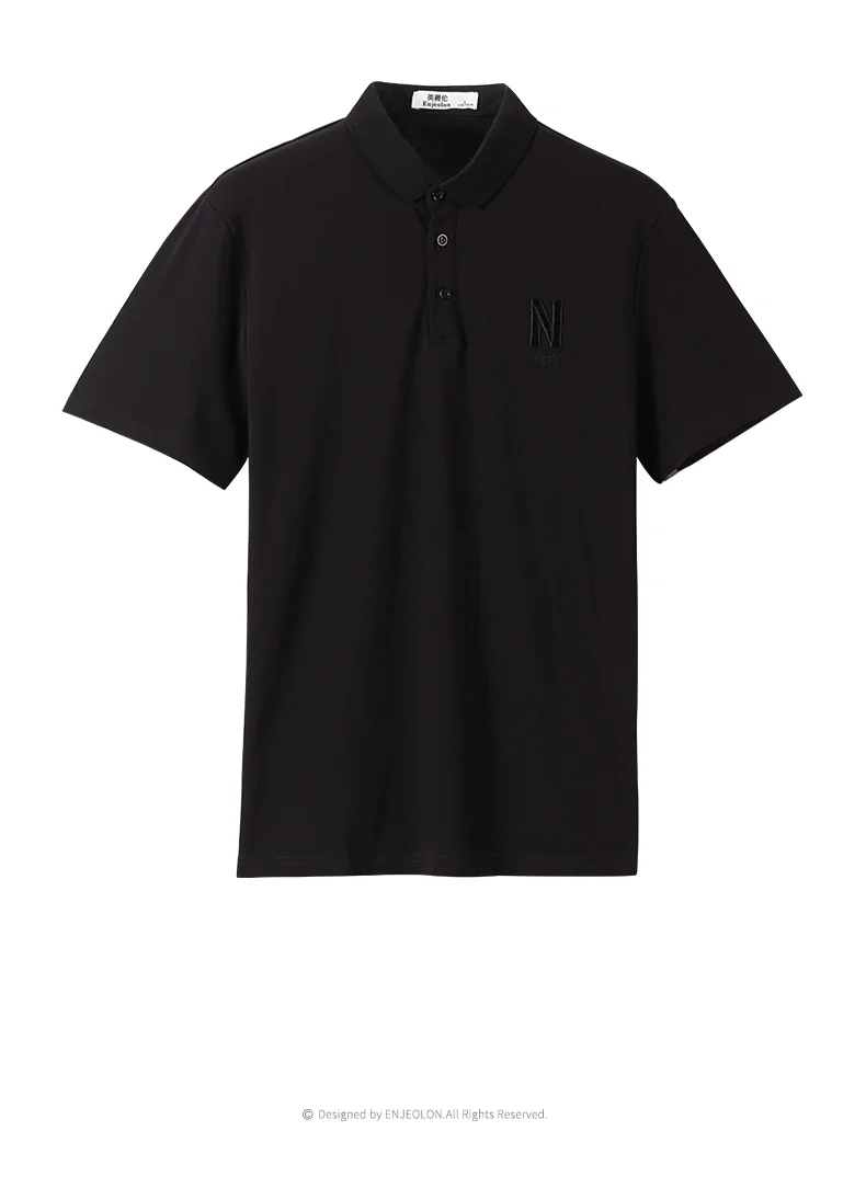 Enjeolon, Мужская рубашка поло, мужская хлопковая рубашка с коротким рукавом и отложным воротником, брендовая трикотажная Летняя мужская рубашка поло размера плюс, T8979