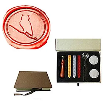 

YGHM Vintage Owl On A Branch Custom Picture Logo Wedding Invitation Wax Seal Sealing Stamp Sticks Spoon Gift Box Set Kit