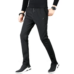 Thin Casual Pants Men Summer Autumn 2019 New Elastic Slim Quick Dry Trousers Male Gray Black Blue Gray Plus Size 28-38 Thin Casual Pants Men Summer Autumn 2019 New Elastic Slim Quick Dry Trousers Male Gray Black Blue Gray Plus Size 28-38