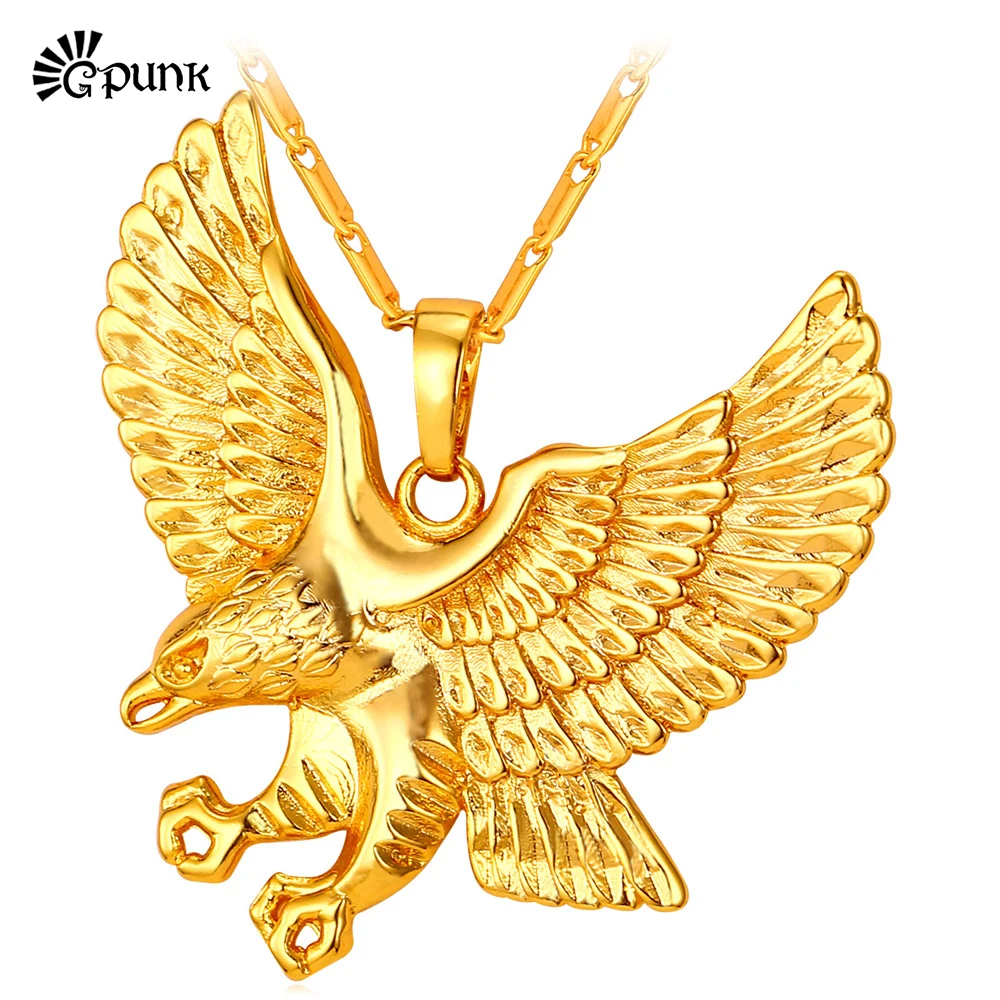 Men Eagle Necklaces & Pendants Statement Big Animal Pendant with chain