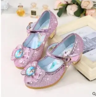 Детские кожаные сандалии ребенок обувь на высоком каблуке для девочек платье-пачка принцессы Эльзы из «холодного сердца», на высоком каблуке, Chaussure Enfants сандалии вечерние обувь Anna