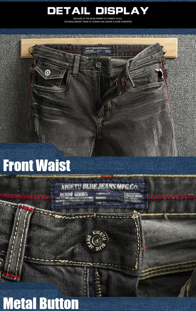 Итальянские стильные модные мужские джинсы, черные, серые облегающие рваные джинсы, винтажные дизайнерские хлопковые джинсовые штаны, Классические мужские джинсы