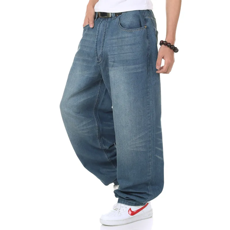 High Quality Male Hip Hop Baggy Jeans Harem Style Big Yards Jeans Hip Loose Straight Jeans Pants Casual Long Pants