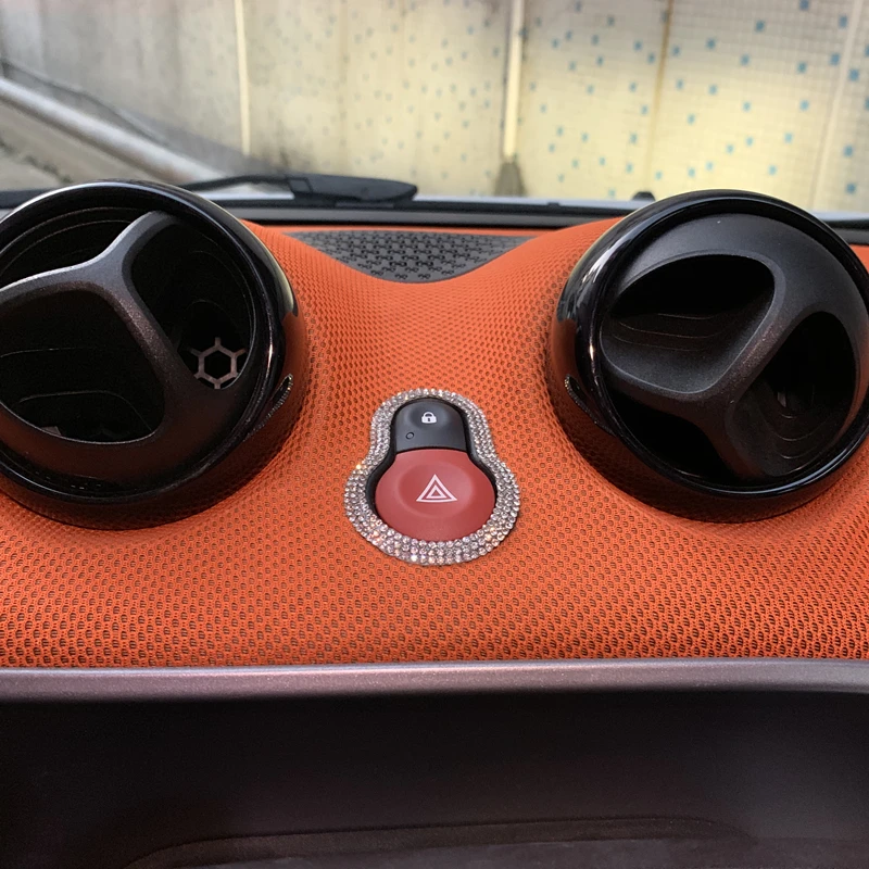 

Personalized flash drill car hazard warning light button decal For new Smart Fortwo Forfour 453 decoration sticker accessories