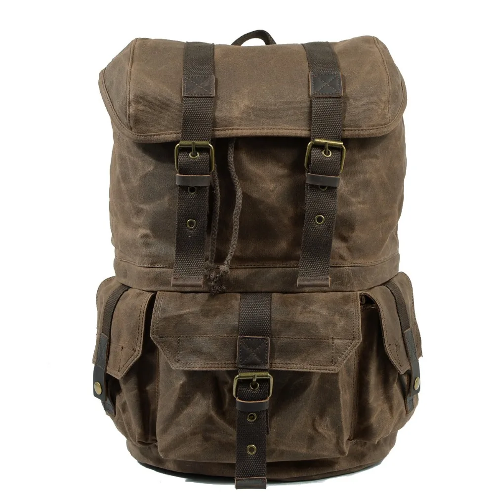 OURONOK Multifunctionele Vintage Toevallige Waterdichte Canvas Mannen Rugzakken Laptop Boekentas Grote Capaciteit Militaire Reizen Schooltassen OURONOK Multifunctionele Vintage Toevallige Waterdichte Canvas Mannen Rugzakken Laptop Boekentas Grote Capaciteit Militaire Reizen Schooltassen