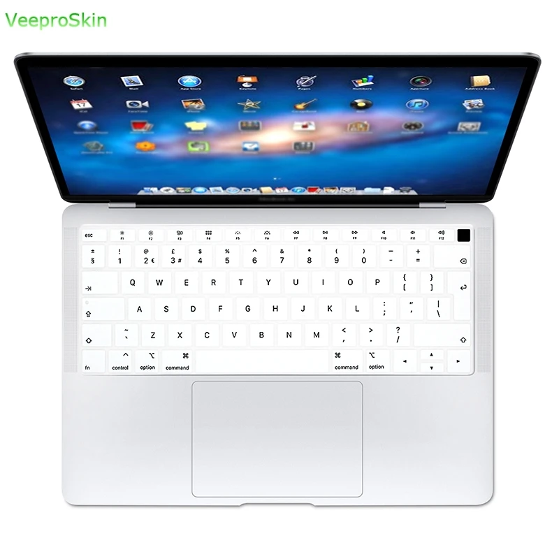 Для Macbook Air 13A1932 с Touch Id выпуска защита для клавиатуры ноутбука Водонепроницаемый силиконовые английские покрытие для клавиатуры - Цвет: White