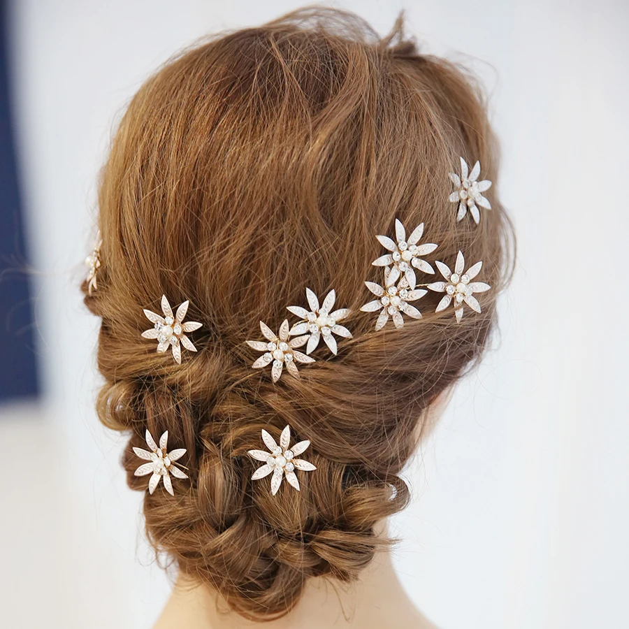Pearl Leaf Hair Clips Bridal Hair Accessories Hair Jewelry Crystal Hairpins 