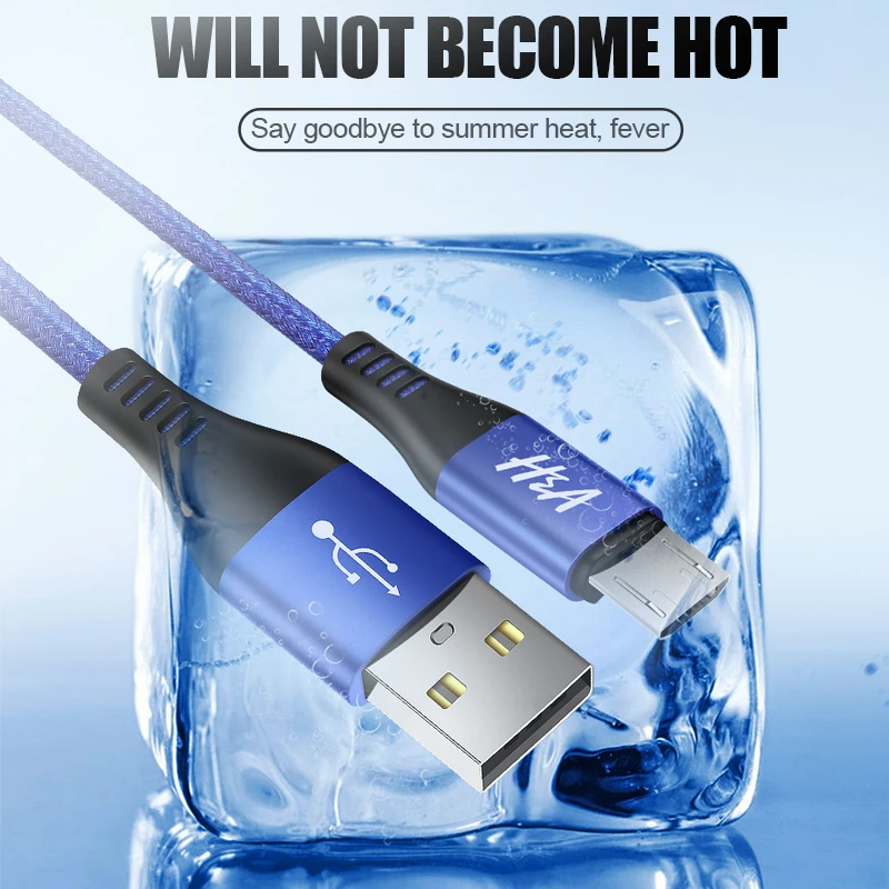 H & A المصغّر usb كابل النايلون مضفر سريع شحن شاحن USB للهاتف المحمول كابل مايكرو كابل usb لسامسونج xiaomi هواوي Redmi