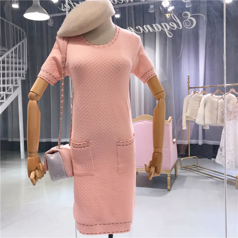 ALPHALMODA Autumn Winter Elegant Knitted Cardigans+ Short-sleeved Knit Dress Women OL Casual Suits