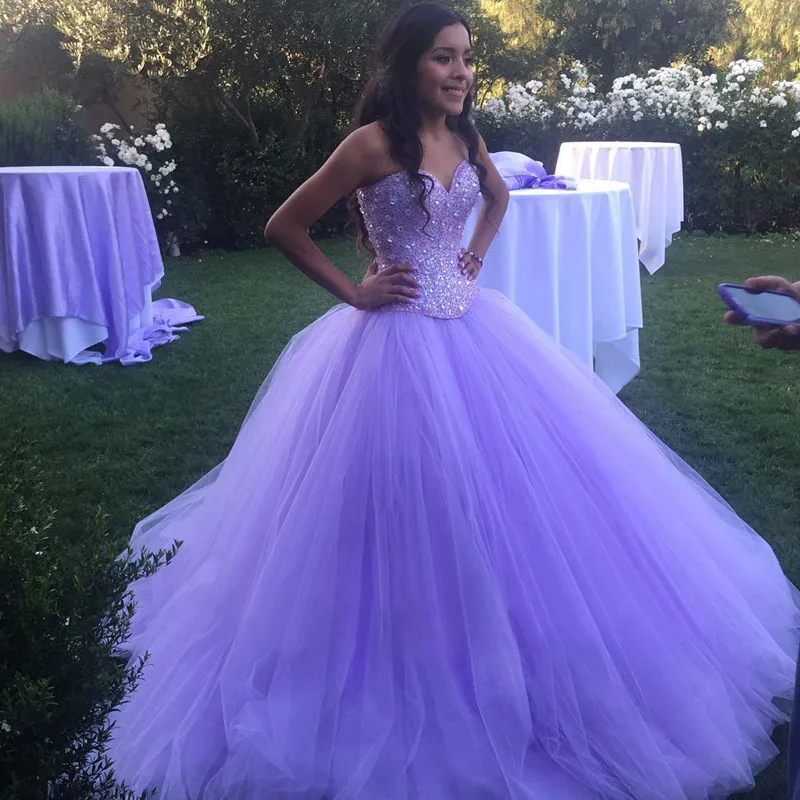 New Arrival Sweetheart Ball Gown Lilac Quinceanera Dresses 2017 Sparkly