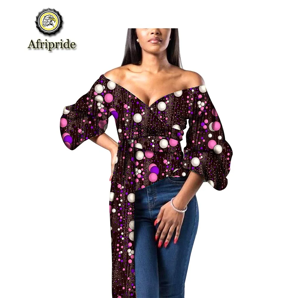 2019 AFRIPRIDE african clothes for women free shipping new fashion design bazin riche plus size deep V-neck sex party S1924002