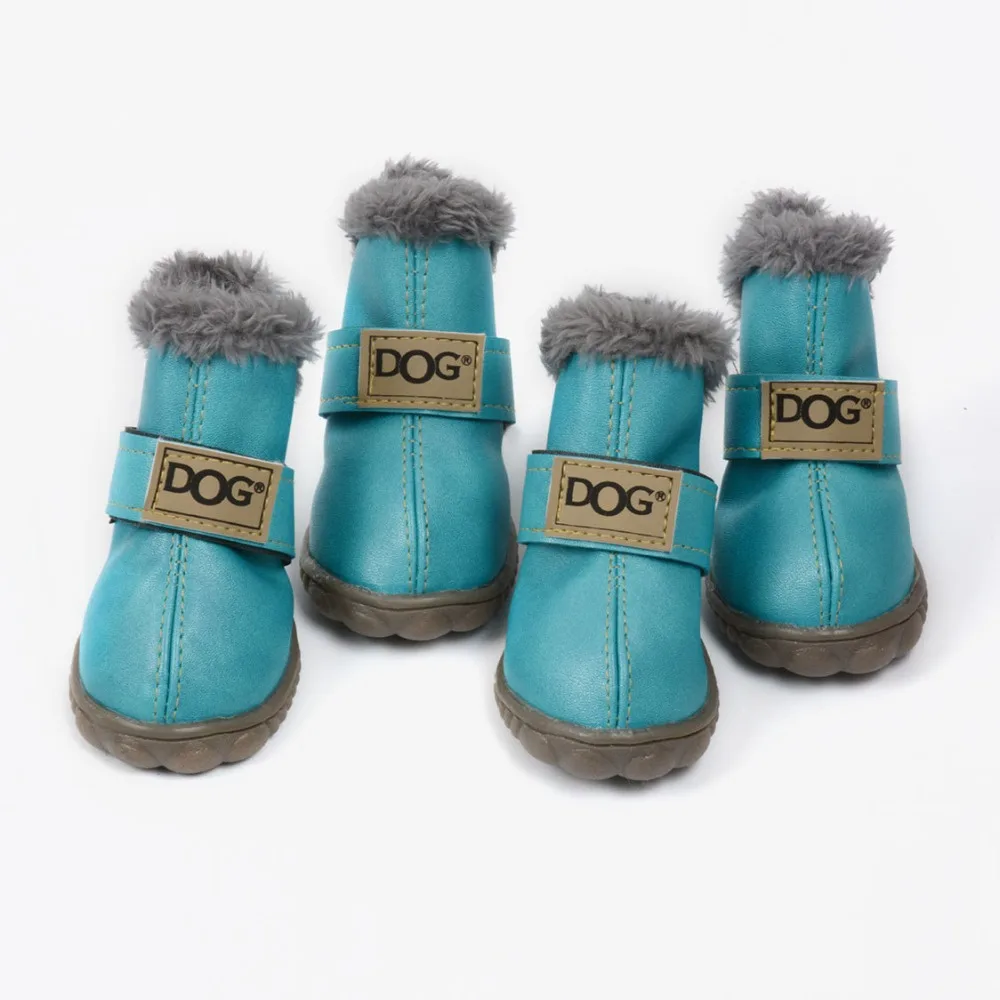 Собака обувь зима супер теплый 4 шт./компл. сапоги и ботинки для девочек хлопок противоскользящие туфли маленьких домашних животных продукта Чихуахуа водо