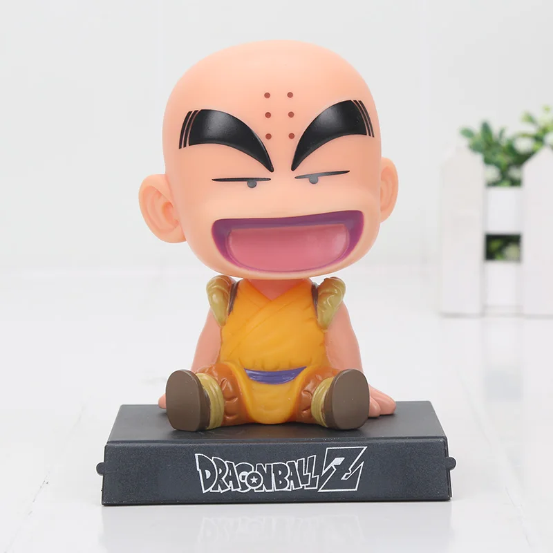 На высоком каблуке 12 см с качающейся головой героя аниме «Наруто Dragon Ball Z Son Goku Krillin встряхиванием светодиодная наголовная держатель телефона кронштейн автомобильное Украшение Фигурка Игрушки - Цвет: Krillin opp bag