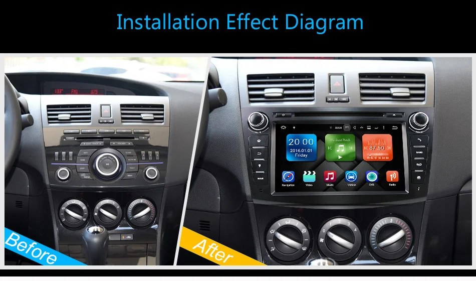 Clearance Eunavi 8" HD Screen 2 din Android 9.0 Quad Core Car DVD Player for 2010 2011 2012 2013 MAZDA 3 stereo radio GPS Navigation wifi 3