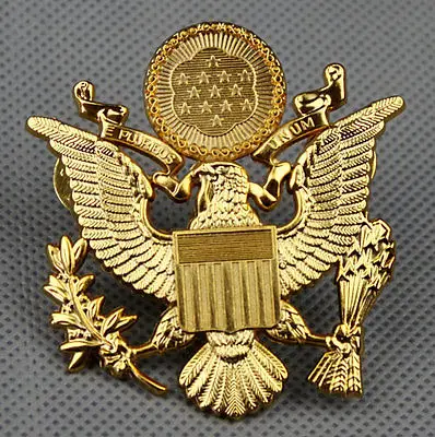 

WWII US Army Epluribus Unum Officers Metal Cap Hat Badge Pin-US111
