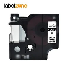 1 шт. 43613 1/"(6 мм) x 23'(7 м) черный на белом, совместимый с dymo D1 PNP 6 мм принтеры этикеток D1 43613 для dymo label manager LM160