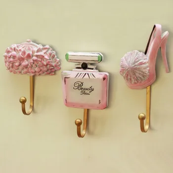 

Perfume Shoes Fashion Bag Shaped Wall Mounted Vintage Hat Coat Robe Hook Door Bathroom Towel Clothes Rack Hanger Resin 3pcs/set