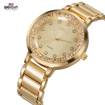

WOMEN Watch WEIQIN Alloy Rose Pink Silver Female Wristwatch Waterproof Girl Elegant Classic Unique Dress horloges vrouwen