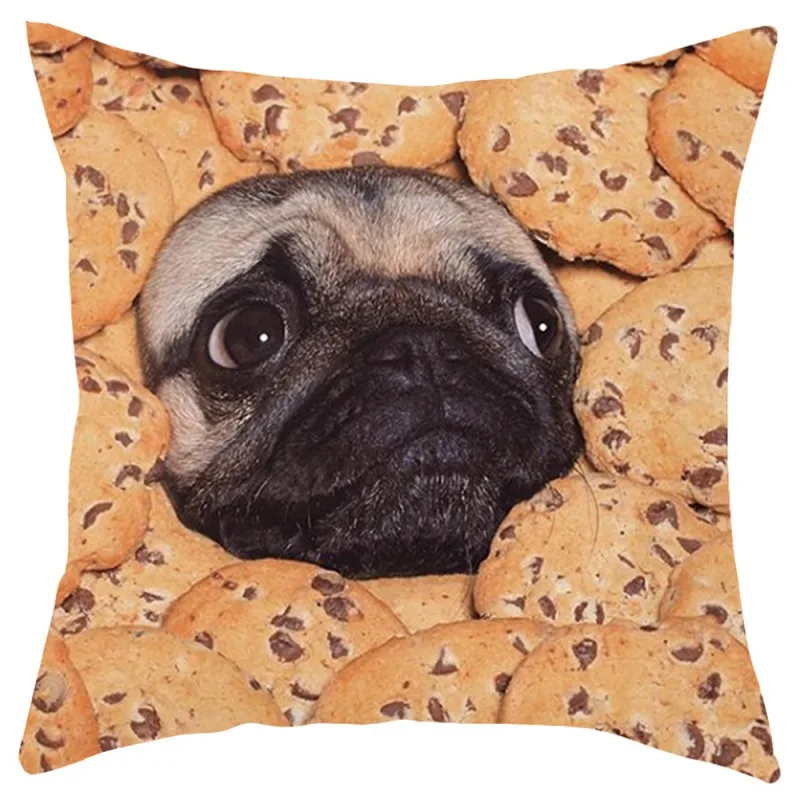 1 PC Funny Puppy Dog Throw Pillow Covers Short Plush Polyester Square Pillowcases for Home