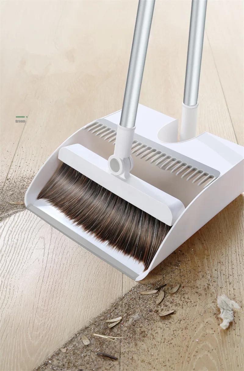 Thicken Windproof Non-Slip Magnetic Broom Dustpan Suit Creative Combination Floor Hair Sweeping Handle Household Cleaning Tools