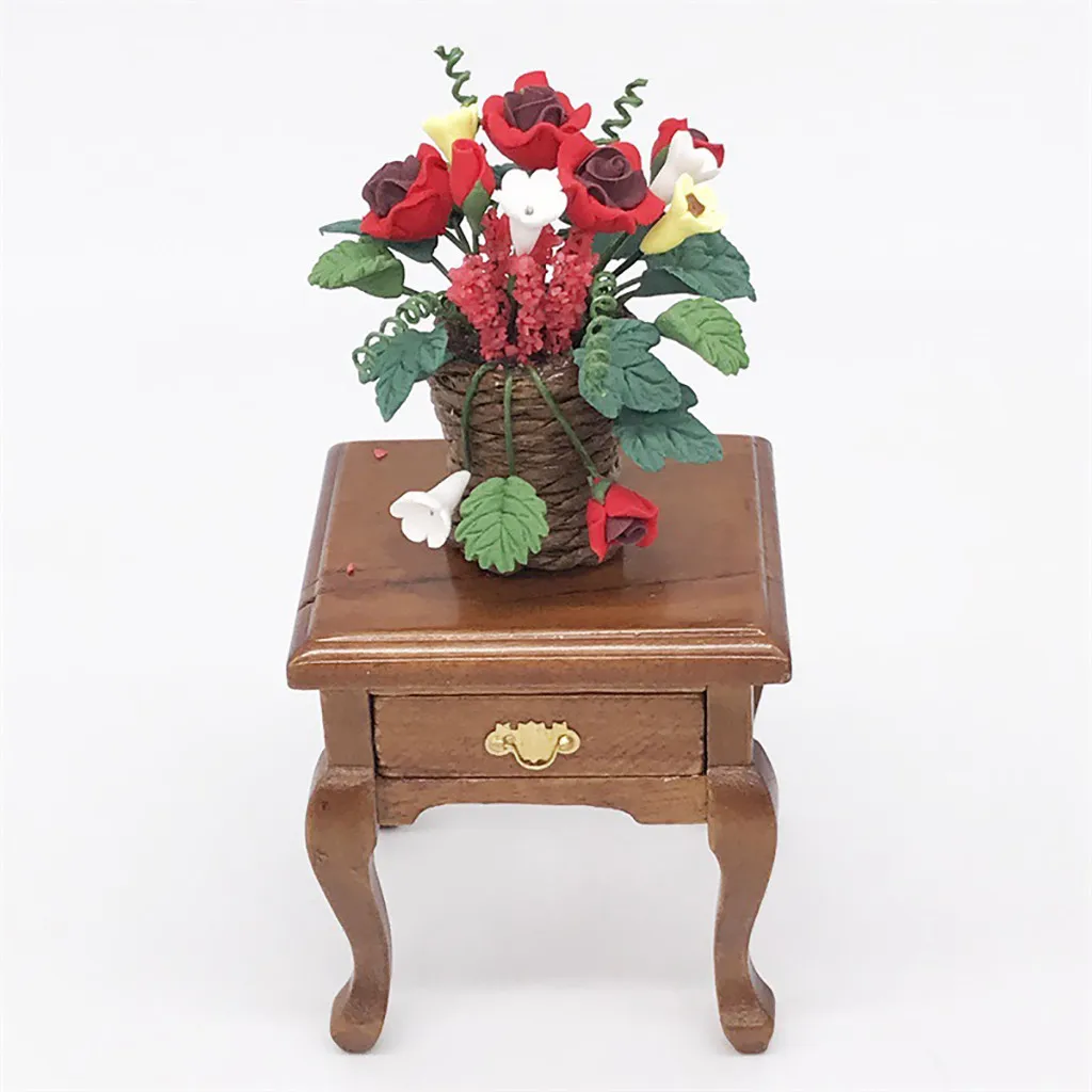 

Dollhouse decorative flower 2019 Artificial 1/12 Dollhouse Miniature Fake Green Plant Flower Rose Fairy Garden Artificial toys